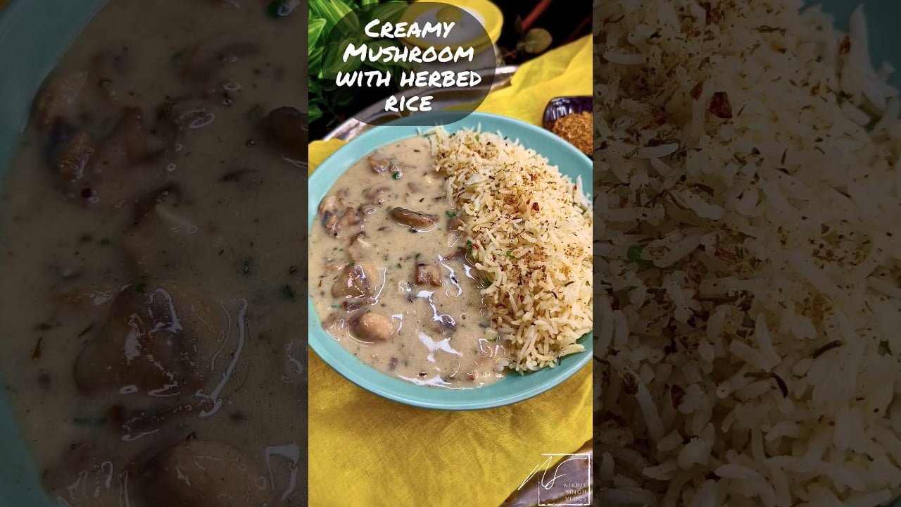 Creamy Mushroom with Herbed Rice | creamy mushroom recipe | mushroom recipes #shorts
