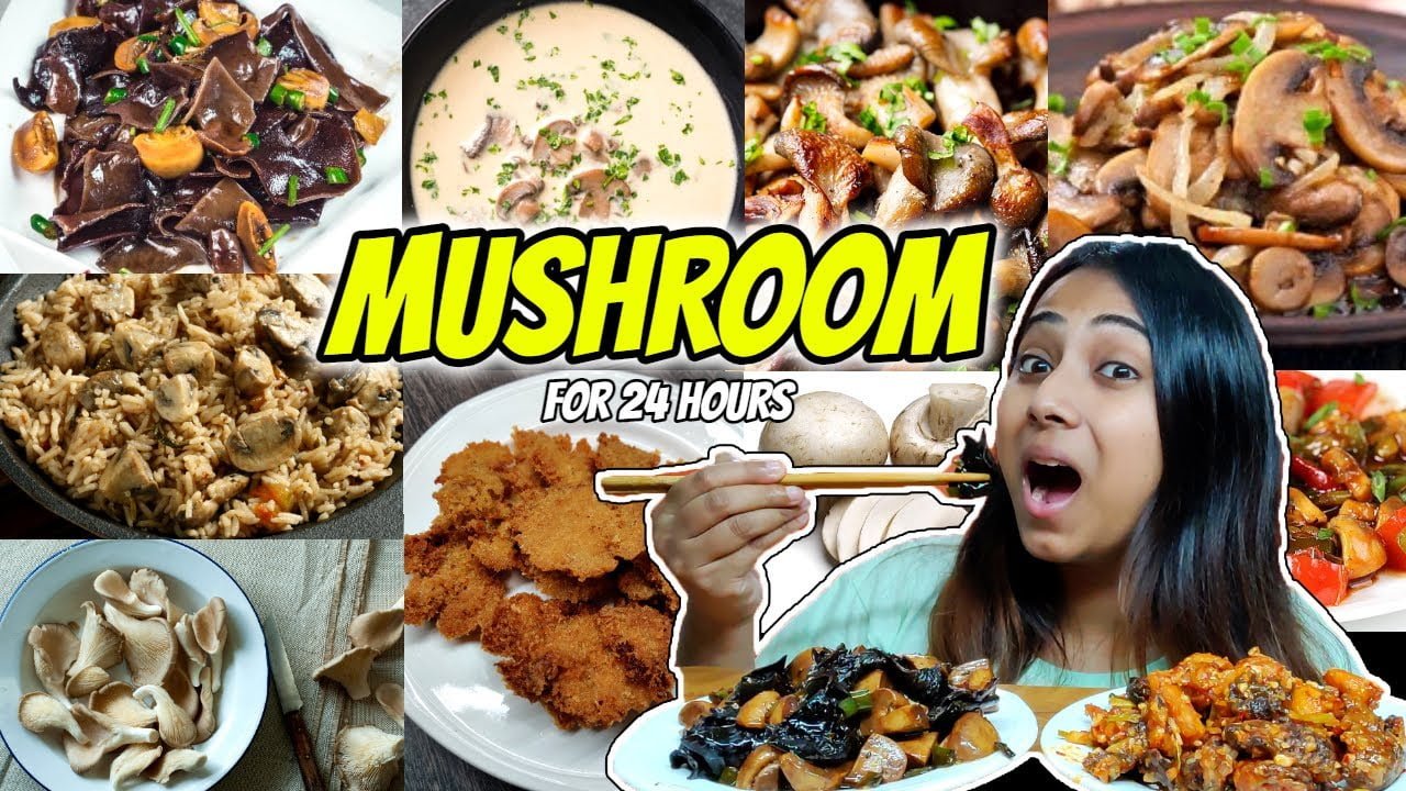 I ate only Mushroom🍄 for 24 Hour Food Challenge | Eating all types of Mushroom
