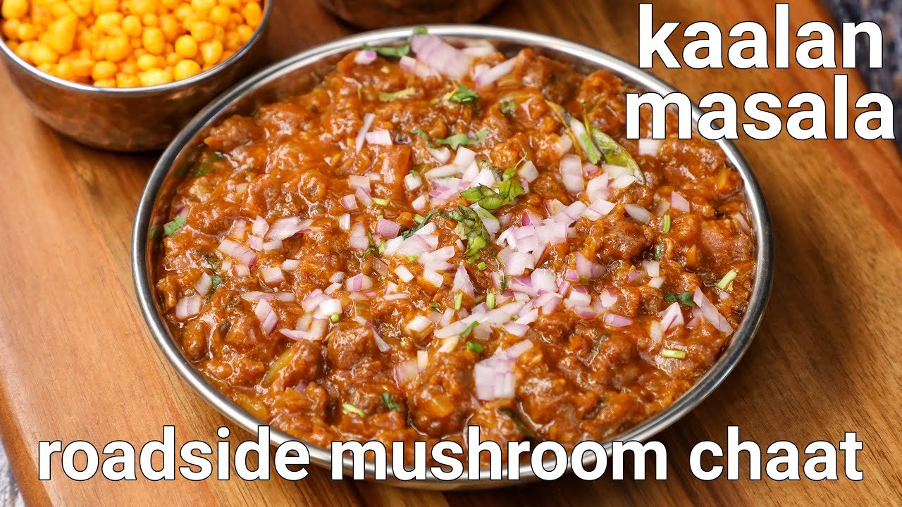 roadside mushroom kalan masala recipe | kaalan chaat – street style | mushroom pakora chaat