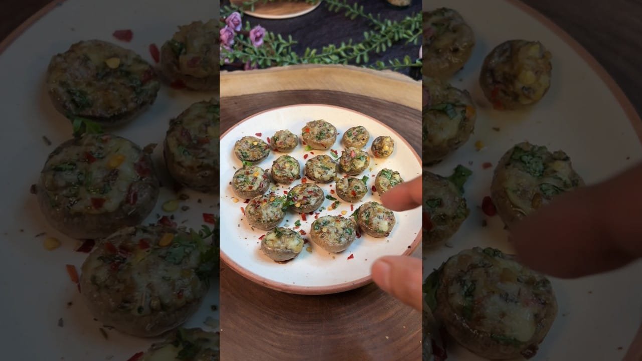 Cheesy Mushroom 🍄🤤🍄 #shorts #mushroom #mushrooms #mushroomrecipe #mushroomrecipes #snacks #recipe