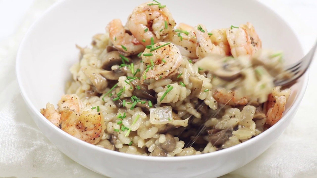 Garlicky Mushroom Shrimp Risotto