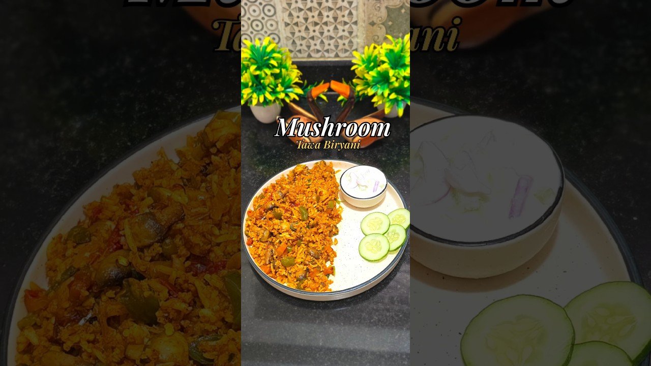 Street Style Mushroom Tawa Biryani | Quick & Spicy Veg Biryani on Tawa 🍄🍛 #viral #shorts #mushroom