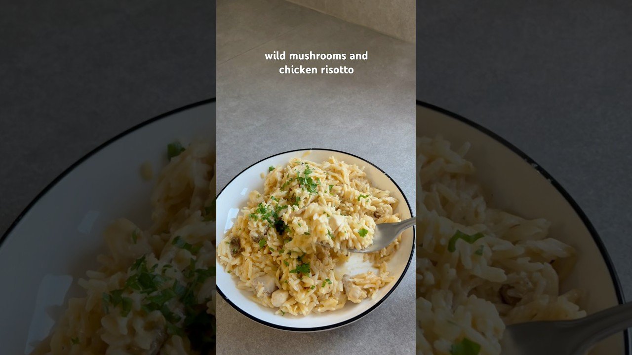 wild mushrooms and chicken risotto #chicken #mushroom #risotto